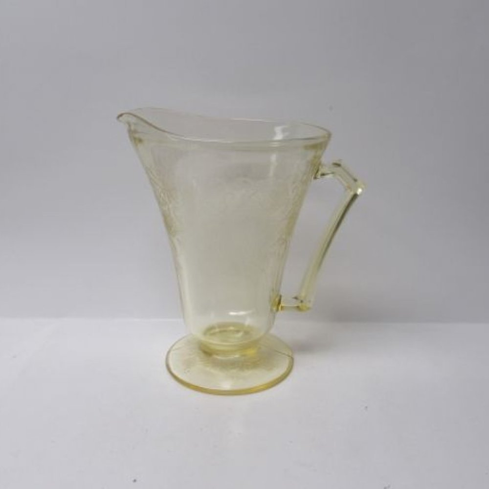 Hazel Atlas Depression Glass Yellow Florentine 2 Poppy 2 7 Inch Water Pitcher